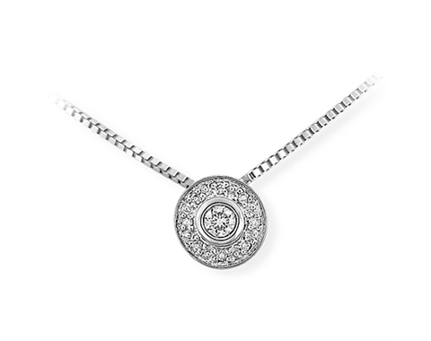 14k White Gold Diamond Circle Pendant